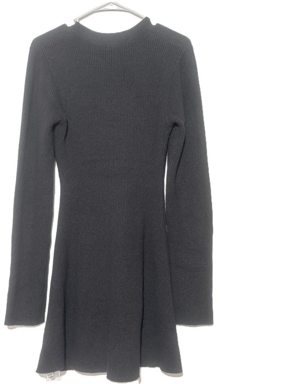 Lulus Adorably Flirty Sweater Mini Dress L EUC Black Button Front V-Neck Knit - Picture 3 of 6